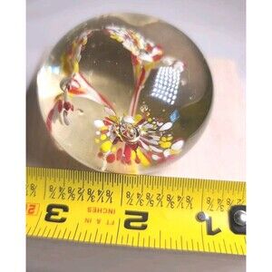 Vintage Flower Fireworks PAPER WEIGHT 2" Red Yellow White Floral